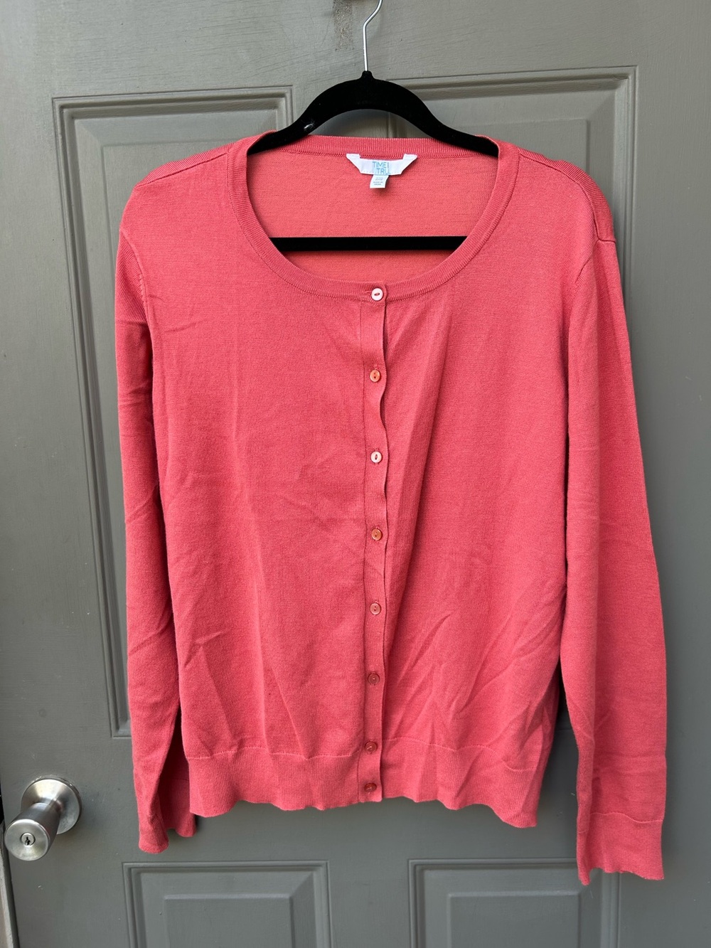 Time and Tru Cardigan Coral Button-Up Cardigan Sweater